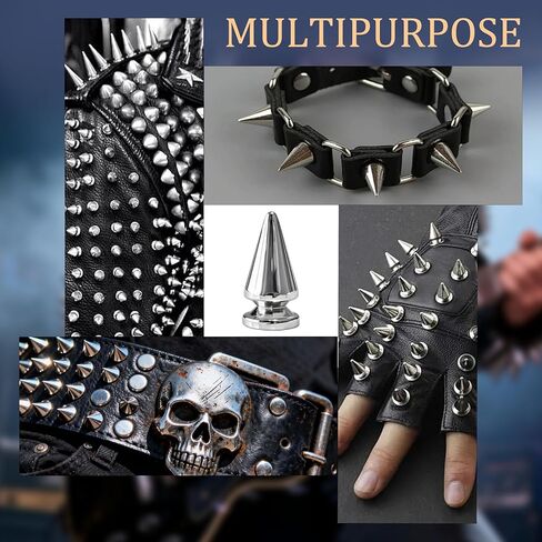 طقم مسامير ومسامير بانك مكونة من 455 قطعة، 10 أحجام مخروطية معدنية ومسامير مربعة للملابس والصناعات الجلدية، ديكور على طراز بانك DIY للسترات والحقائب والأحزمة وأطواق الكلاب in Kuwait