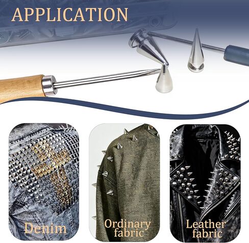 طقم مسامير ومسامير بانك مكونة من 455 قطعة، 10 أحجام مخروطية معدنية ومسامير مربعة للملابس والصناعات الجلدية، ديكور على طراز بانك DIY للسترات والحقائب والأحزمة وأطواق الكلاب in Kuwait