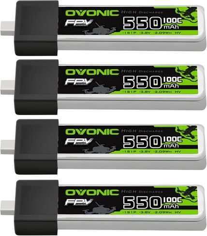 بطارية ليبو OVONIC 1S بقدرة 550 مللي أمبير في الساعة 100C HV 3.8 فولت مع موصل BT2.0 لـ FPV Tiny Whoop (4 قطع) in Saudi Arabia