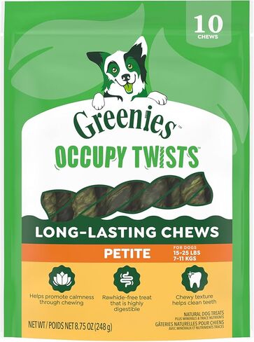 Greenies Occupy Twists Natural Dog Treats Petite Size Dog Chews Long Lasting Chicken Flavor, 8.75 oz. Pack, 10 Count in Saudi Arabia