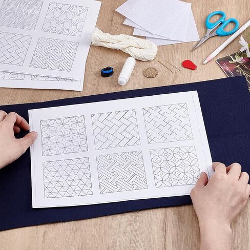 WEBEEDY DIY ساشيكو وسادة للمبتدئين، عدة التطريز مع قوالب ساشيكو نمط الإبر الموضوع والتعليمات، مجموعة الخياطة اليدوية اليابانية التطريز غرفة نوم ديكور هدية هووسورمينغ in Kuwait