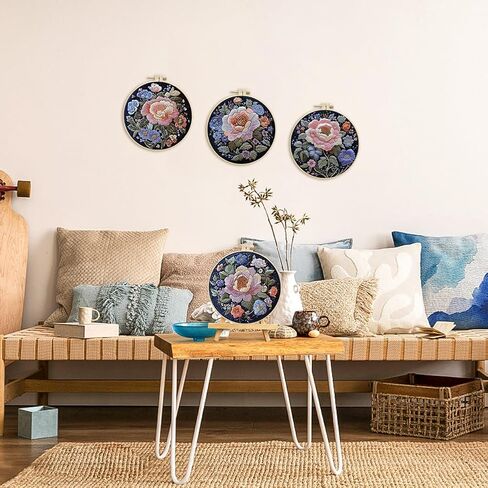 Embroidery Kit for Adults, Flowers Embroidery Kits Pre-Stamped Pattern Kits for Adults with Hoop, Easy to Follow Color Thread Needlework for Craft Lover Hand Stitch Type 1 in Saudi Arabia