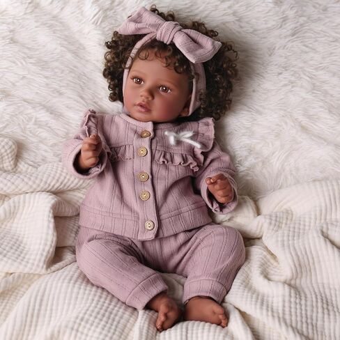 BABESIDE Reborn Baby Dolls Black Girl Callie - 20 بوصة لينة الجسم دمية طفل واقعية مصنوعة يدويا دمى طفل الحياة الحقيقية مع الملابس ولعبة هدية للأطفال من سن 3 سنوات فما فوق in Kuwait