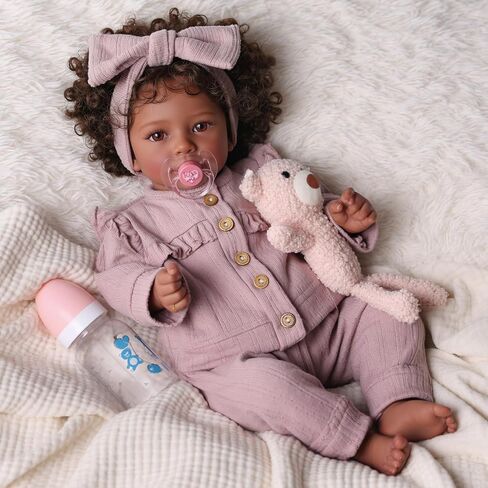 BABESIDE Reborn Baby Dolls Black Girl Callie - 20 بوصة لينة الجسم دمية طفل واقعية مصنوعة يدويا دمى طفل الحياة الحقيقية مع الملابس ولعبة هدية للأطفال من سن 3 سنوات فما فوق in Kuwait