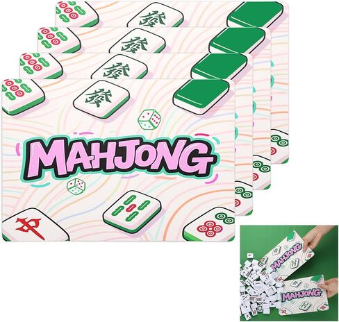 4 Pcs Mahjong Tile Shuffler, Plastic Mahjong Tile Mixer Mahjong Shuffler Cards with Decorative Round Edge & Printed Design Mah Jongg Accessories Gift for Mahjong Players/Mahjong Lovers in Saudi Arabia