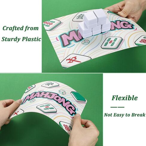 4 Pcs Mahjong Tile Shuffler, Plastic Mahjong Tile Mixer Mahjong Shuffler Cards with Decorative Round Edge & Printed Design Mah Jongg Accessories Gift for Mahjong Players/Mahjong Lovers in Saudi Arabia