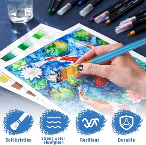 32 Pcs 1 Inch Flat Paint Brushes for Acrylic Painting Watercolor Large Acrylic Paint Brush with Wooden Handles for Acrylic, Watercolor, Oil, Crafts, Face Body Art, Golden in Saudi Arabia