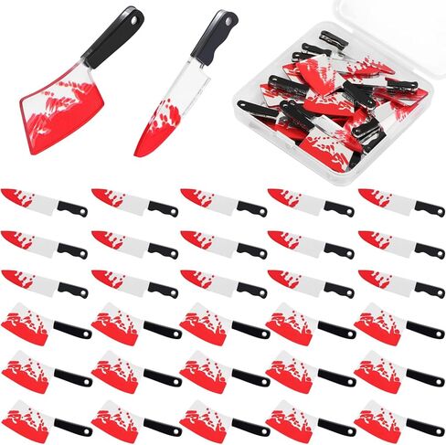 32 Pcs Fake Knife Charms, Halloween Pendant Mini Plastic Fake Knives Beads for Women DIY Jewelry Making Crafting Halloween Charms with Box, 2 Styles in Saudi Arabia