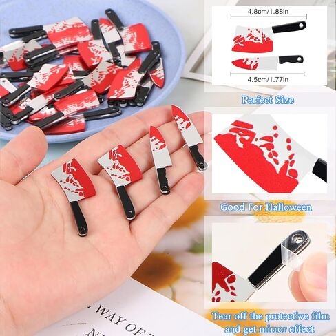 32 Pcs Fake Knife Charms, Halloween Pendant Mini Plastic Fake Knives Beads for Women DIY Jewelry Making Crafting Halloween Charms with Box, 2 Styles in Saudi Arabia