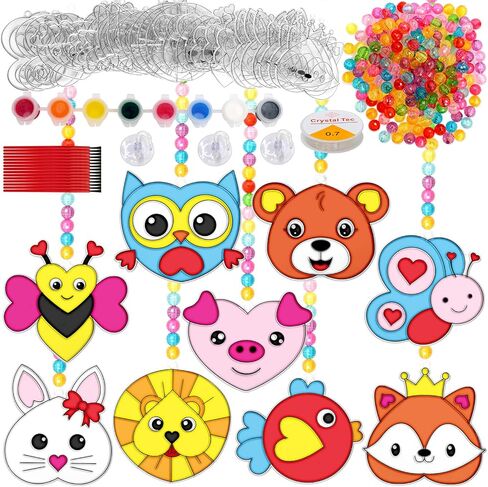 شجرة سيبا 27 مجموعة من الحرف اليدوية لعيد الحب للأطفال DIY على شكل قلب حيوانات Suncatchers مجموعة حرفية لطلاء النوافذ مجموعة فنية اصنع زينة معلقة خاصة بك لأنشطة حفلات عيد الحب in Saudi Arabia