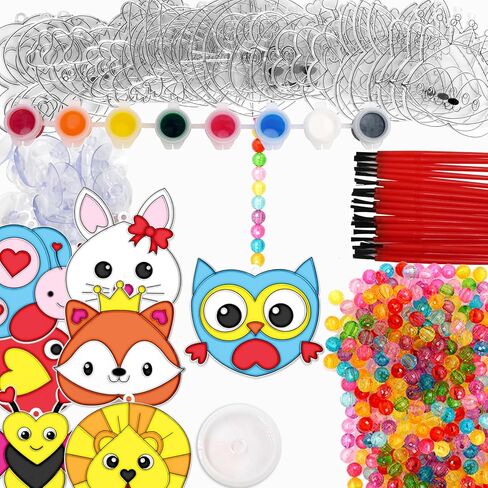 شجرة سيبا 27 مجموعة من الحرف اليدوية لعيد الحب للأطفال DIY على شكل قلب حيوانات Suncatchers مجموعة حرفية لطلاء النوافذ مجموعة فنية اصنع زينة معلقة خاصة بك لأنشطة حفلات عيد الحب in Saudi Arabia