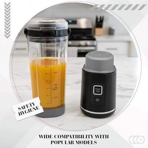 Portable Blender Blade Cover and Vessel Cap Compatible with Blast Portable Blender Bc100 Series and Bc151 Series, Replacement Accessories Lid Set, Plastic, Leak-proof Seal Dark Gray in Saudi Arabia