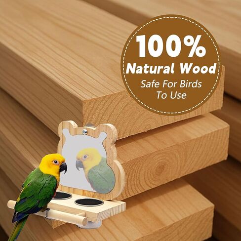 5PCS Bird Perch and Toy Set. Includes a Perch, Feeder, Swing, and Chew Toy. Hangable Natural Solid Wood Birdcage Accessories, Suitable for Small Budgies, Cockatiels, Conures, Lovebirds, Etc. in Saudi Arabia