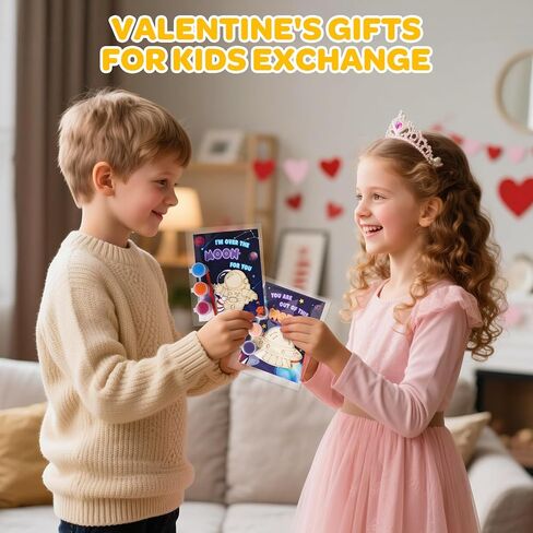 Valentine's Day Cards For Kids School, 24Pack Valentine's Day Cards for Kids With DIY Wooden Crafts Painting Kit, Valentines Day Gifts for Kids Classroom Exchange, Party Favors Activities Prizes in Saudi Arabia