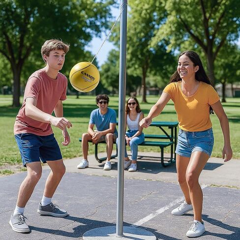 مجموعة Cannon Sports Tetherball والحبال لملعب المدرسة والساحات الخلفية والاستراحة والأطفال (أصفر) in Kuwait