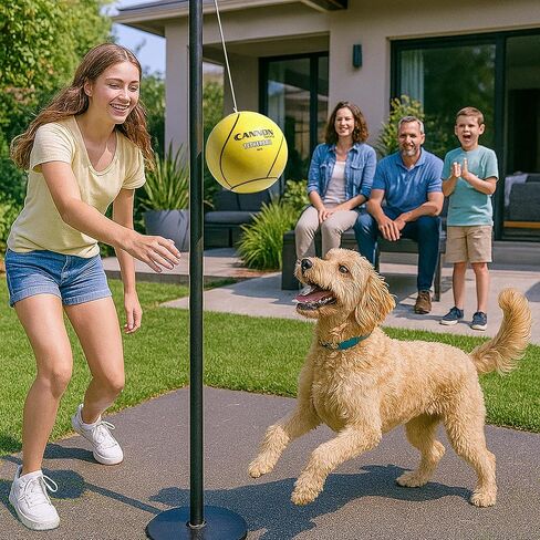 مجموعة Cannon Sports Tetherball والحبال لملعب المدرسة والساحات الخلفية والاستراحة والأطفال (أصفر) in Kuwait