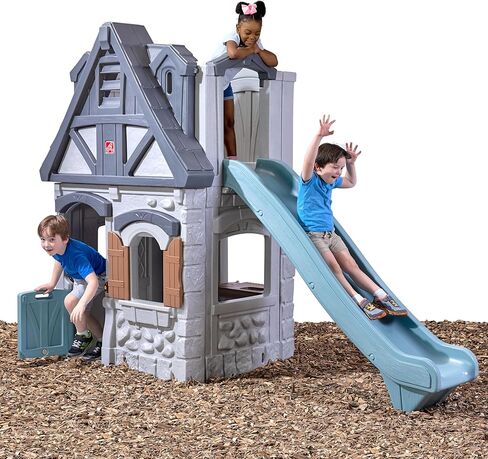 Step2 Enchanting Adventures 2-Story Kids Playhouse – Play Set with Elevated Children’s Playhouse, Slide, and Kitchenette Large Backyard in Saudi Arabia