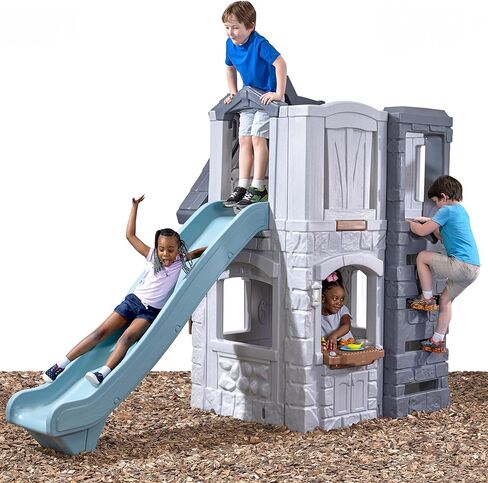 Step2 Enchanting Adventures 2-Story Kids Playhouse – Play Set with Elevated Children’s Playhouse, Slide, and Kitchenette Large Backyard in Saudi Arabia