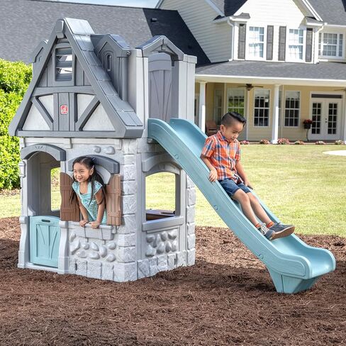 Step2 Enchanting Adventures 2-Story Kids Playhouse – Play Set with Elevated Children’s Playhouse, Slide, and Kitchenette Large Backyard in Saudi Arabia