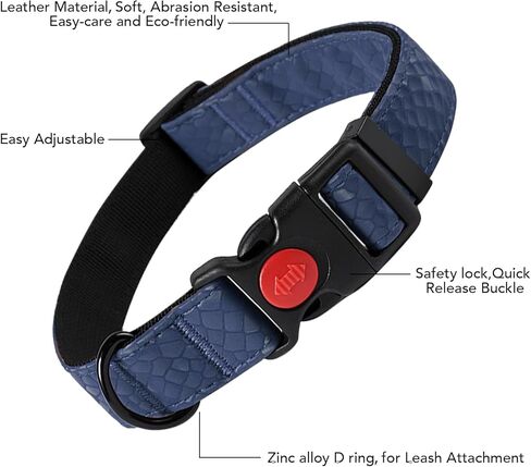 Soft Leather 4ft Dog Collar and Leash Set,Stylish 4ft PU Leather Dog Training Leash, Adjustable Durable Pet Collars with Quick Release Buckle for Large Dogs,Medium Dogs,Blue in Saudi Arabia