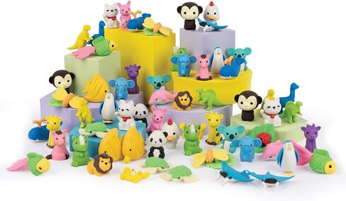 Peaceable Kingdom 60 Party Favors for Kids Fun Gift for Birthday, Classroom Prizes, Pinata and Goodie Bag Stuffers - Animal Erasers in Saudi Arabia