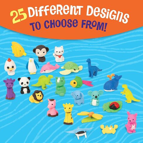 Peaceable Kingdom 60 Party Favors for Kids Fun Gift for Birthday, Classroom Prizes, Pinata and Goodie Bag Stuffers - Animal Erasers in Saudi Arabia