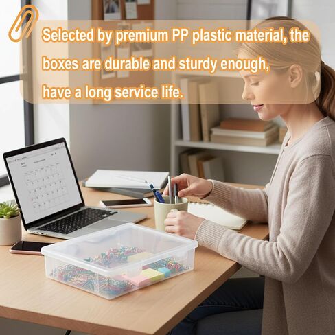 Clear Plastic Storage Box with Flap Lid, 6 Pcs 9x6.7x2 Inches, Multipurpose Craft Organizers, Storage Box, Art Supply Storage Organizer for Beads, Pencils, Lego, Crayon, Crafts Accessories, Notebooks in Saudi Arabia