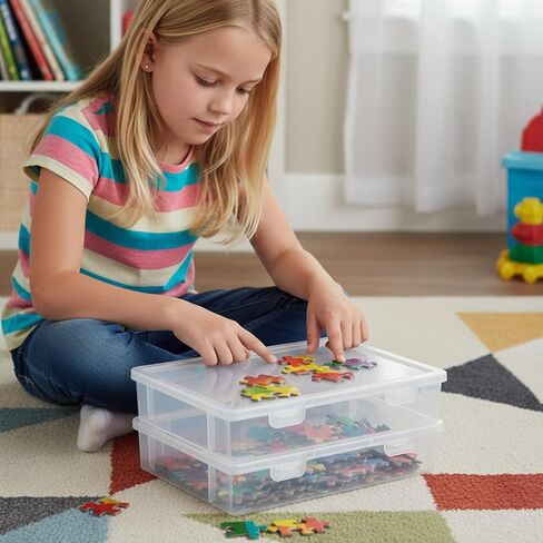 Clear Plastic Storage Box with Flap Lid, 6 Pcs 9x6.7x2 Inches, Multipurpose Craft Organizers, Storage Box, Art Supply Storage Organizer for Beads, Pencils, Lego, Crayon, Crafts Accessories, Notebooks in Saudi Arabia