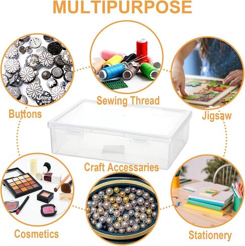 Clear Plastic Storage Box with Flap Lid, 6 Pcs 9x6.7x2 Inches, Multipurpose Craft Organizers, Storage Box, Art Supply Storage Organizer for Beads, Pencils, Lego, Crayon, Crafts Accessories, Notebooks in Saudi Arabia