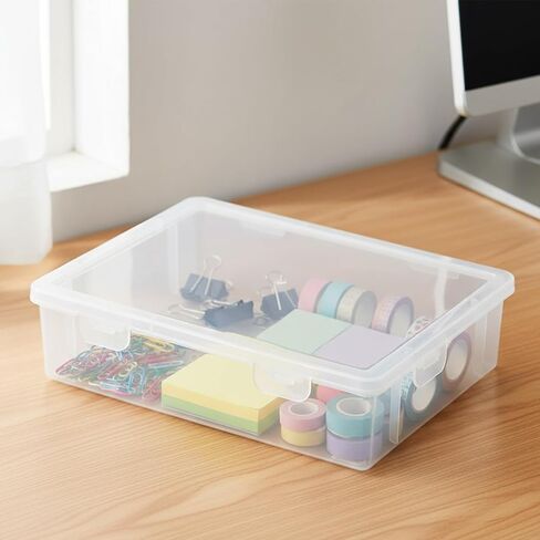 Clear Plastic Storage Box with Flap Lid, 6 Pcs 9x6.7x2 Inches, Multipurpose Craft Organizers, Storage Box, Art Supply Storage Organizer for Beads, Pencils, Lego, Crayon, Crafts Accessories, Notebooks in Saudi Arabia