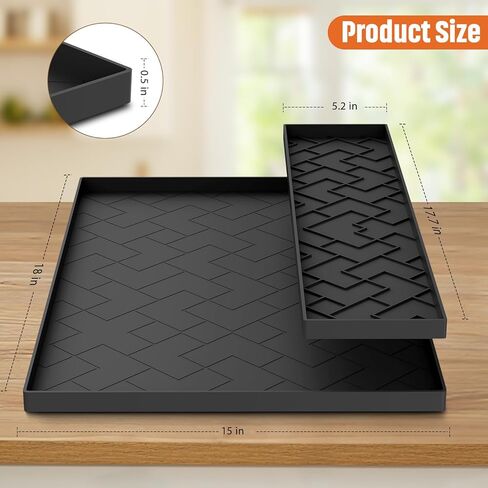 حصيرة منزلق للخلاط لخلاط حامل KitchenAid - وسادة منزلقة من السيليكون قابلة للإزالة مقاس 18 بوصة × 15 بوصة × 0.5 بوصة، تصميم مقعر محدب، مقاومة للانزلاق، ممتصة للصدمات، ملحقات خلاط حامل مانعة للتسرب (أسود) in Kuwait