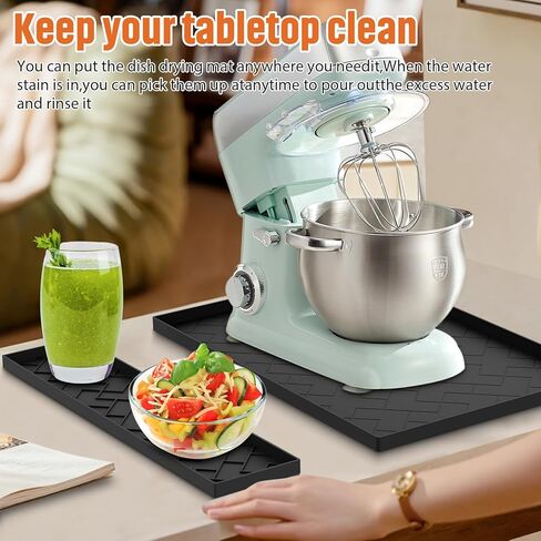حصيرة منزلق للخلاط لخلاط حامل KitchenAid - وسادة منزلقة من السيليكون قابلة للإزالة مقاس 18 بوصة × 15 بوصة × 0.5 بوصة، تصميم مقعر محدب، مقاومة للانزلاق، ممتصة للصدمات، ملحقات خلاط حامل مانعة للتسرب (أسود) in Kuwait