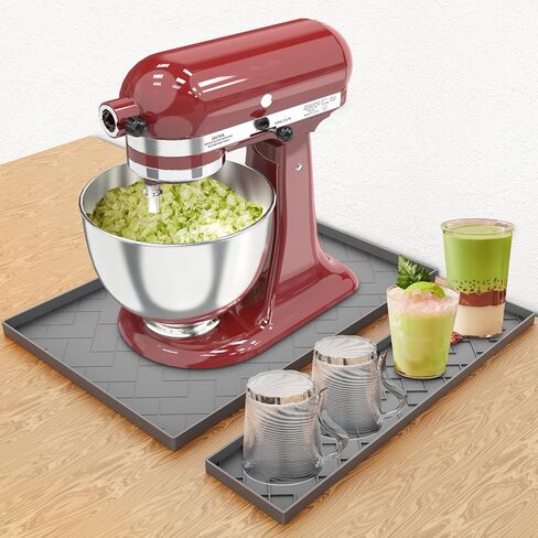حصيرة منزلق للخلاط لخلاط حامل KitchenAid - وسادة منزلقة من السيليكون قابلة للإزالة مقاس 18 بوصة × 15 بوصة × 0.5 بوصة، تصميم مقعر محدب، مقاومة للانزلاق، ممتصة للصدمات، ملحقات خلاط حامل مانعة للتسرب (أسود) in Kuwait