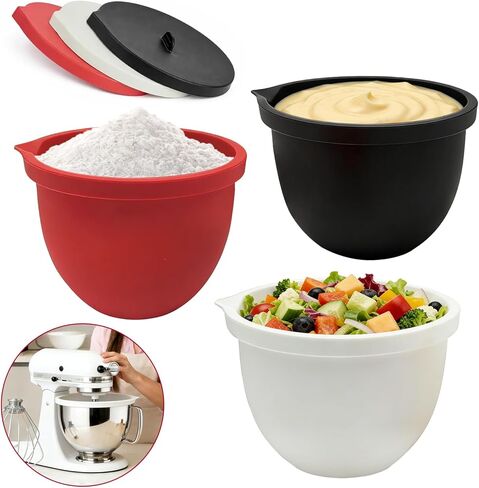 Silicone Liners for KitchenAid 5 Qt Tilt-Head Stand Mixer(Only), 3 Pack Mixing Bowl Liners with Lids, Thicker, No Stick & Easy to Clean, Stand Mixer Accessories in Saudi Arabia