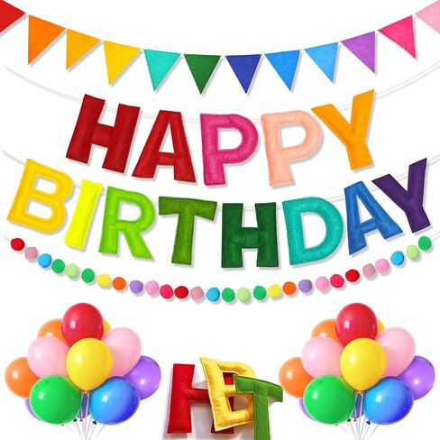 لافتة عيد ميلاد سعيد ثلاثية الأبعاد مُثبتة مسبقًا، 38 قطعة من كرات اللباد، علامة عيد ميلاد سعيد، إكليل قوس قزح بوم بوم، لافتات حفلات الرايات من القماش المثلث، زينة حفلات عيد ميلاد بألوان قوس قزح قابلة لإعادة الاستخدام للفتيات والأولاد والنساء والرجال in Kuwait