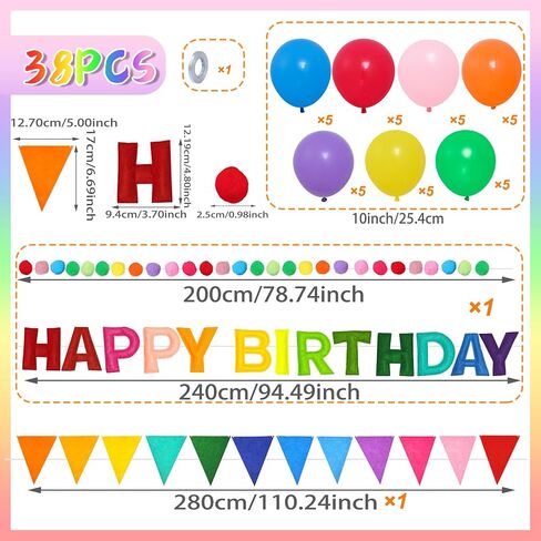 لافتة عيد ميلاد سعيد ثلاثية الأبعاد مُثبتة مسبقًا، 38 قطعة من كرات اللباد، علامة عيد ميلاد سعيد، إكليل قوس قزح بوم بوم، لافتات حفلات الرايات من القماش المثلث، زينة حفلات عيد ميلاد بألوان قوس قزح قابلة لإعادة الاستخدام للفتيات والأولاد والنساء والرجال in Kuwait