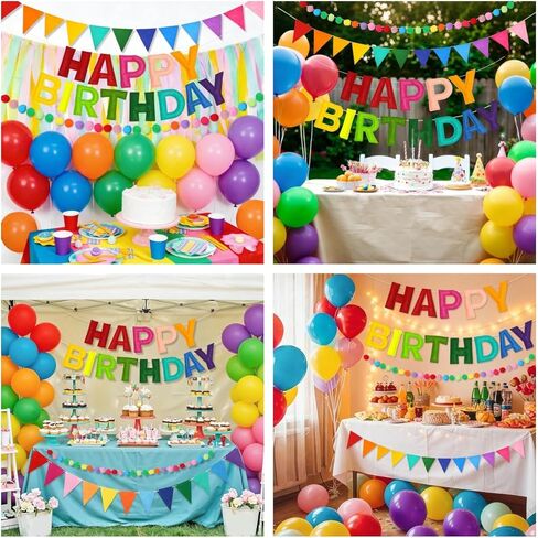 لافتة عيد ميلاد سعيد ثلاثية الأبعاد مُثبتة مسبقًا، 38 قطعة من كرات اللباد، علامة عيد ميلاد سعيد، إكليل قوس قزح بوم بوم، لافتات حفلات الرايات من القماش المثلث، زينة حفلات عيد ميلاد بألوان قوس قزح قابلة لإعادة الاستخدام للفتيات والأولاد والنساء والرجال in Kuwait