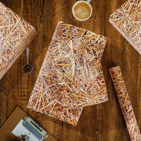 Pineraap Western Cowboy Wrapping Paper Roll - 17Inch x 16.4Ft - Hay Bales Straw Printed Gift Wrap Paper, Decorative Gift Packing Supplies for Wild West Country Farm Birthday Party Crafts Decorations in Saudi Arabia