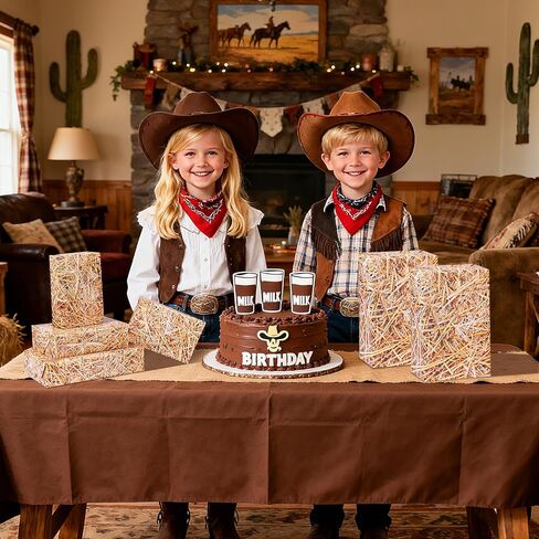 Pineraap Western Cowboy Wrapping Paper Roll - 17Inch x 16.4Ft - Hay Bales Straw Printed Gift Wrap Paper, Decorative Gift Packing Supplies for Wild West Country Farm Birthday Party Crafts Decorations in Saudi Arabia