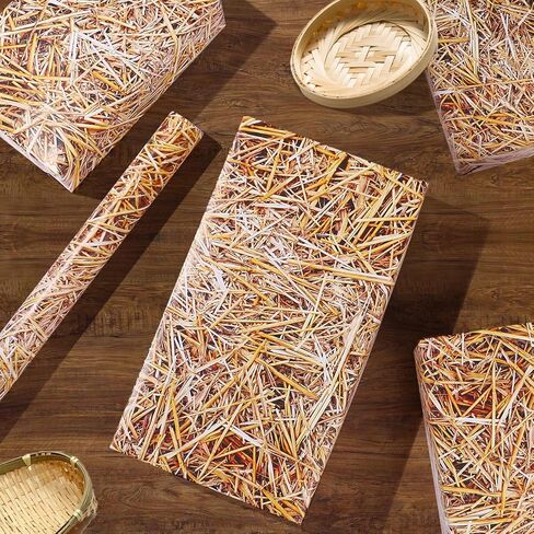 Pineraap Western Cowboy Wrapping Paper Roll - 17Inch x 16.4Ft - Hay Bales Straw Printed Gift Wrap Paper, Decorative Gift Packing Supplies for Wild West Country Farm Birthday Party Crafts Decorations in Saudi Arabia