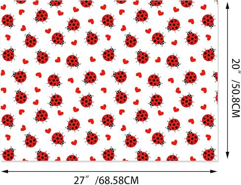 12 Sheet Ladybug Wrapping Paper, Lady Bug Birthday Gift Wrapping Paper 4 Insect Design Fancy Cute Ladybugs Red Black Pattern Gift Wrap Papers for Baby Shower Birthday Wedding Gift Packing, 20'' x 27'' in Saudi Arabia
