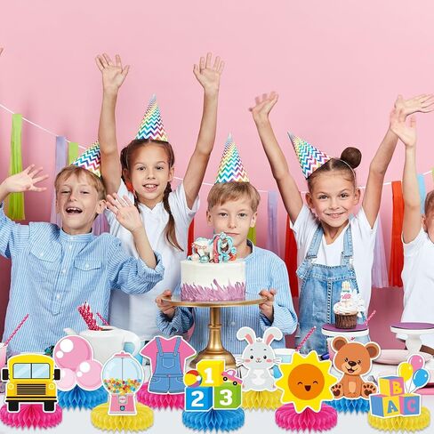 9 قطع ديكورات حفلات الفتيات، قطع مركزية على شكل قرص العسل، قطع مركزية لطاولة الفتيات الكرتونية، ديكورات قطع مركزية لطاولة مدرسي اللغة الإنجليزية، مستلزمات حفلات أعياد الميلاد للأطفال in Saudi Arabia