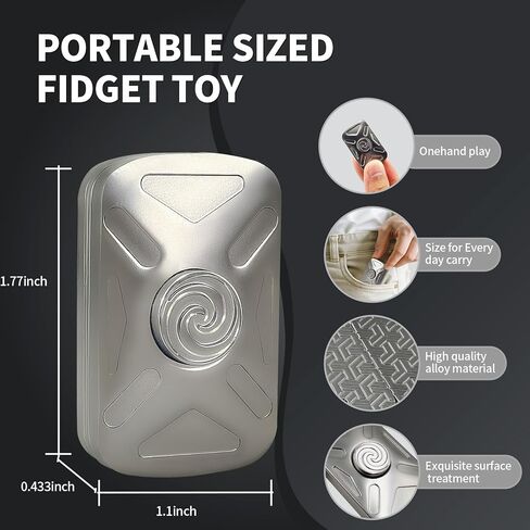 Vortex Fidget Toys للبالغين، قرص تململ صامت ومنزلق تململ، لعبة تململ مغناطيسية معدنية لا نهائية، لعبة مكتب هادئة لتخفيف التوتر للقلق، ADHD، هدايا للبالغين (فضي) in Saudi Arabia
