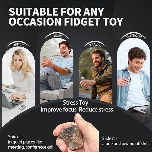 Vortex Fidget Toys للبالغين، قرص تململ صامت ومنزلق تململ، لعبة تململ مغناطيسية معدنية لا نهائية، لعبة مكتب هادئة لتخفيف التوتر للقلق، ADHD، هدايا للبالغين (فضي) in Saudi Arabia