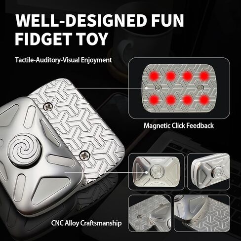 Vortex Fidget Toys للبالغين، قرص تململ صامت ومنزلق تململ، لعبة تململ مغناطيسية معدنية لا نهائية، لعبة مكتب هادئة لتخفيف التوتر للقلق، ADHD، هدايا للبالغين (فضي) in Saudi Arabia