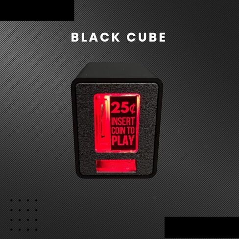 TinyBrights Insert Coin Cube - Pushable Insert Coin Button, Lights, & Arcade Sounds, Interactive Retro Arcade Desk Decor (Black Cube) in Saudi Arabia