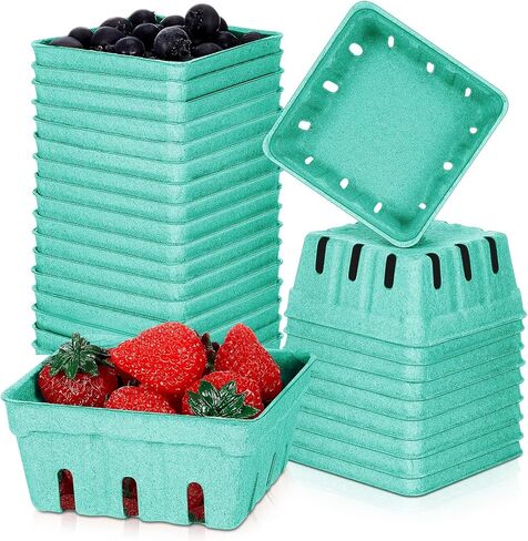 20 حزمة سلة التوت الألياف اللب الخضراء ، سلة الفراولة مقولبة تنتج حاوية تنفيس للفواكه والخضروات ، سوق المزارعين ، متجر البقالة ، تفضل حفلة الفناء الخلفي (1/2 نصف لتر) in Kuwait