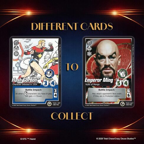 لعبة بطاقات Total Chaos CCG Flash Gordon™ Universe القابلة للتجميع، 24 حزمة معززة، 10 بطاقات في كل عبوة، بطاقات تداول مع رقائق معدنية، للأعمار من 13 عامًا فما فوق in Kuwait