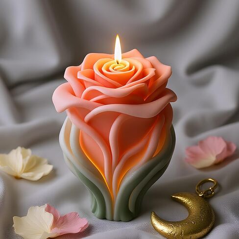 Rose Candle Mold Rose Flower Candle Silicone Molds for Candles Making Resin Casting Aromatherapy Candles Handmade Wax Home Decor in Saudi Arabia