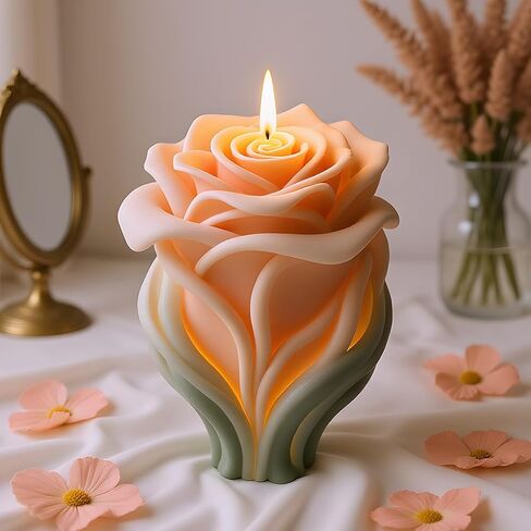 Rose Candle Mold Rose Flower Candle Silicone Molds for Candles Making Resin Casting Aromatherapy Candles Handmade Wax Home Decor in Saudi Arabia